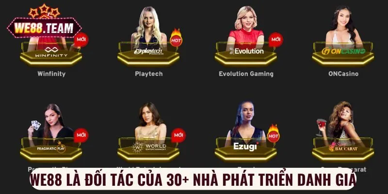 We88 là đối tác của 30+ nhà phát triển danh giá We88 là đối tác của 30+ nhà phát triển danh giá